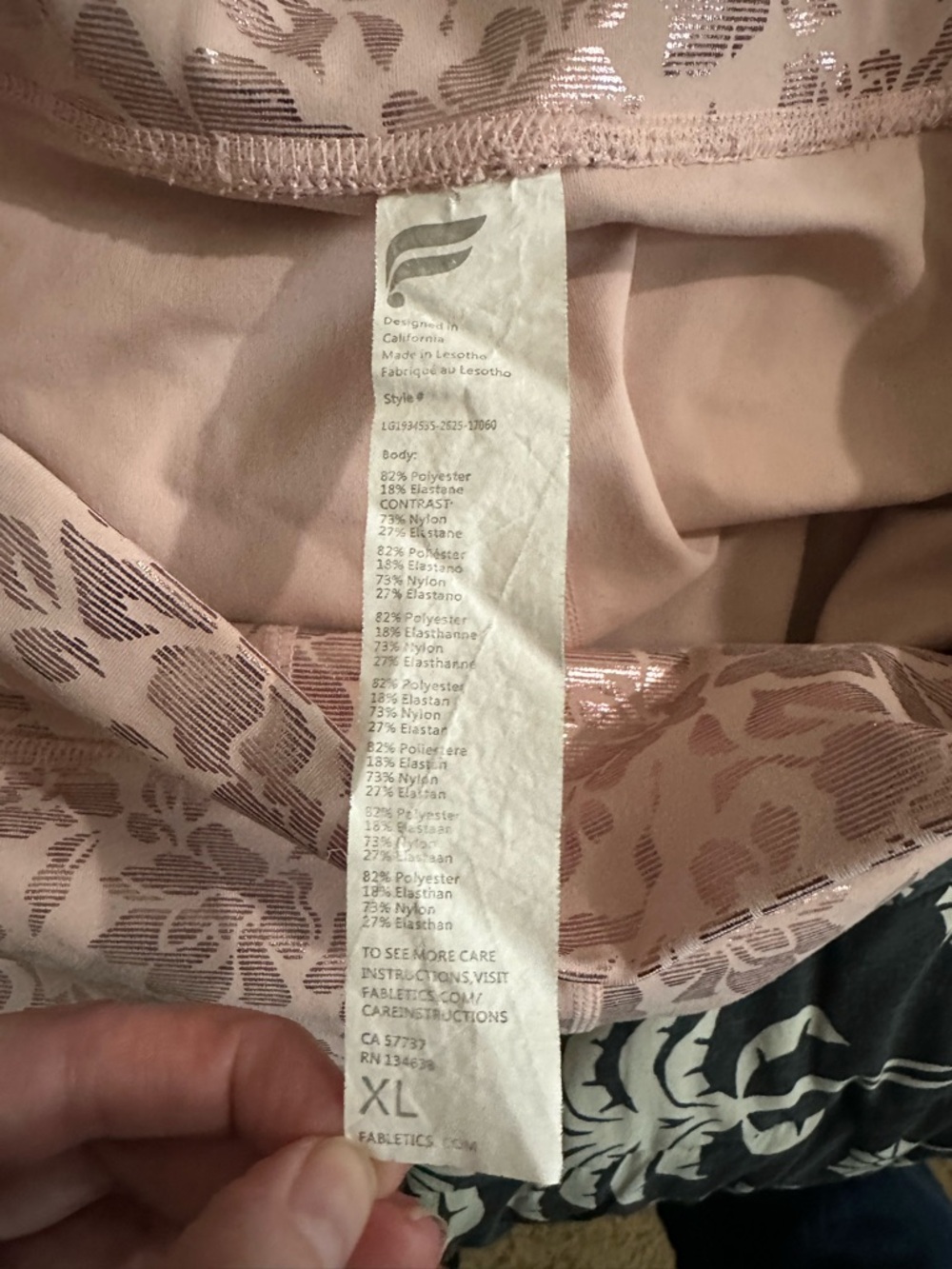 Fabletics Leggings High-Waisted Printed PureLuxe 7/8 Pink Shimmer Floral Size XL - Picture 9 of 10